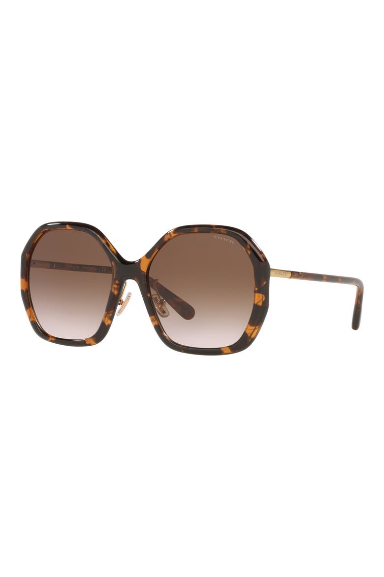 57mm Gradient Round Sunglasses, Alternate, color, DARK TORTOISE