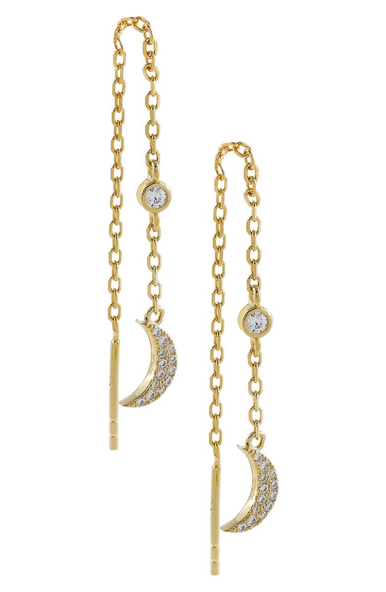 BY ADINA EDEN Adina's Jewels Cubic Zirconia Crescent Moon Threader Earrings, Main, color,