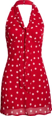 All in Favor Polka Dot Halter Neck Minidress