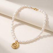Bliss Diamond Athena 18" Pearl 18k Gold Plated Pendant Necklace