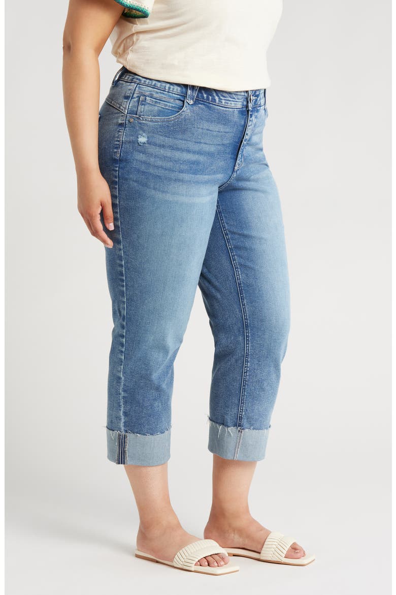 'Ab'Solution Cuff Straight Leg Jeans, Alternate, color, MID BLUE VINTAGE