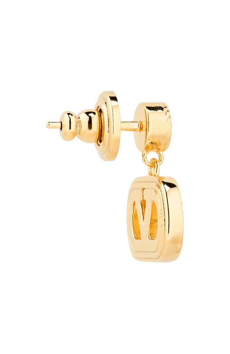 Valentino Garavani Ovalette Logo Drop Earrings, Alternate, color, Gold