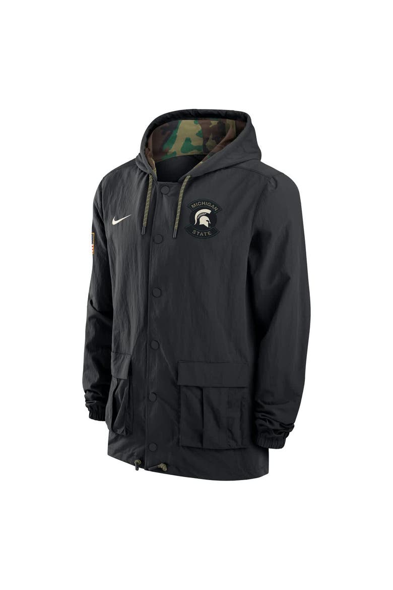 Men's Nike Black Michigan State Spartans 2025 NCAA Military Appreciation Full-Snap Jacket, Alternate, color, Black