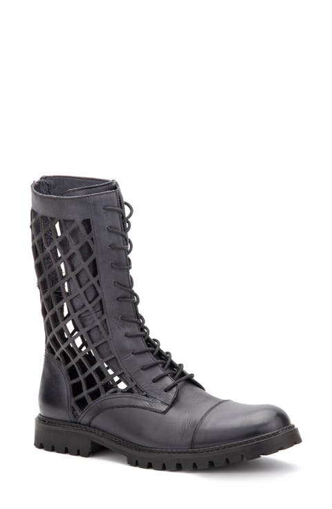 Windsor Leather Fishnet Cutout Boot (Women)