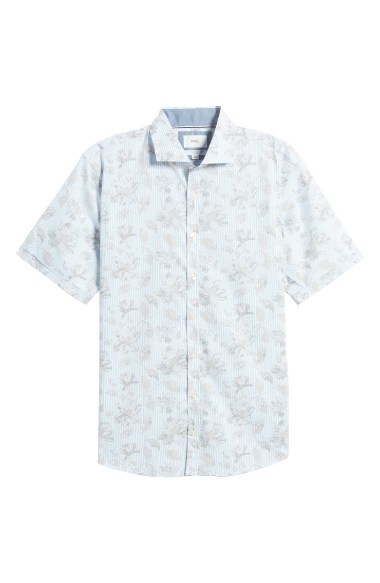 Brax Hardy Cotton Short Sleeve Button-Up Shirt, Alternate, color, Frozen