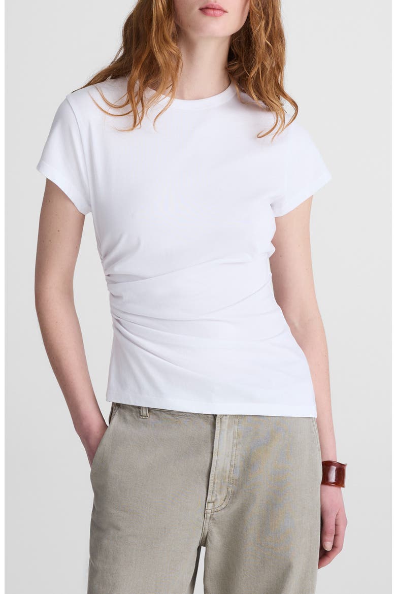 Asymmetric Ruched Jersey T-Shirt, Main, color, WHITE
