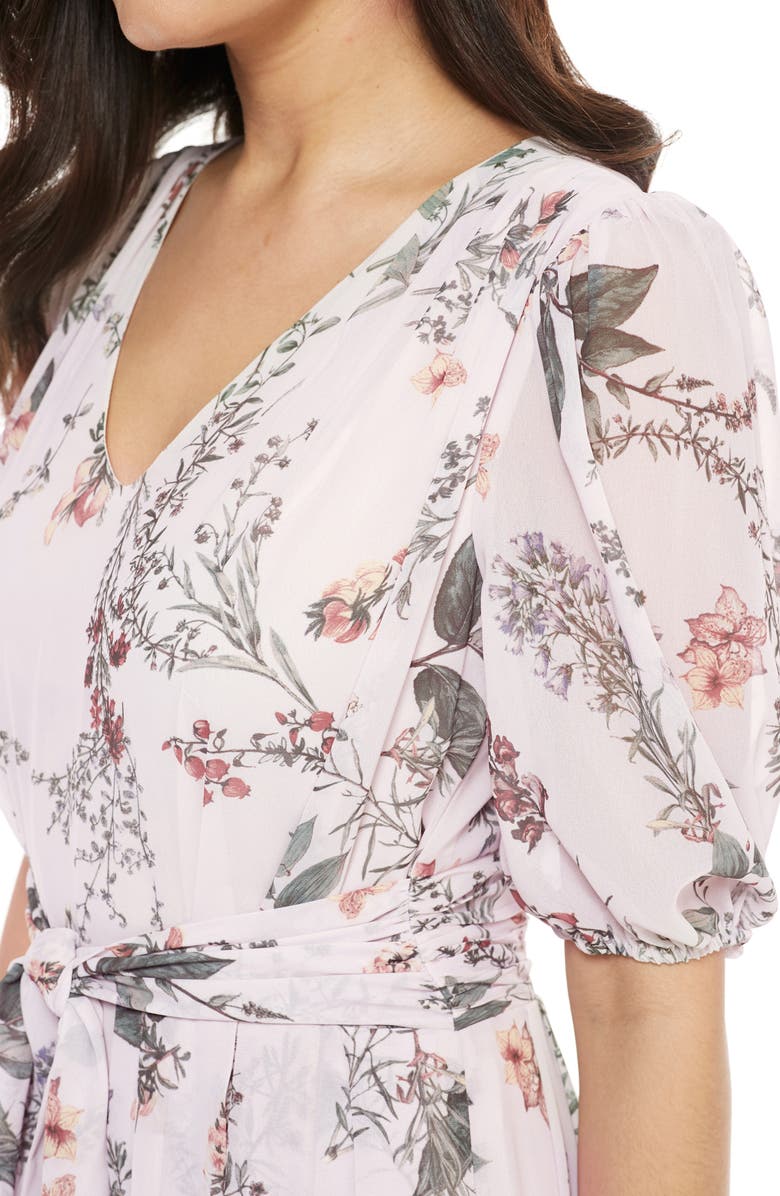 Gal Meets Glam Collection Phoebe Floral Puff Sleeve Chiffon Maxi Dress, Alternate, color,