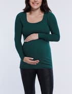 MOTHERHOOD MATERNITY Square Neck Rib Knit Long Sleeve Tee