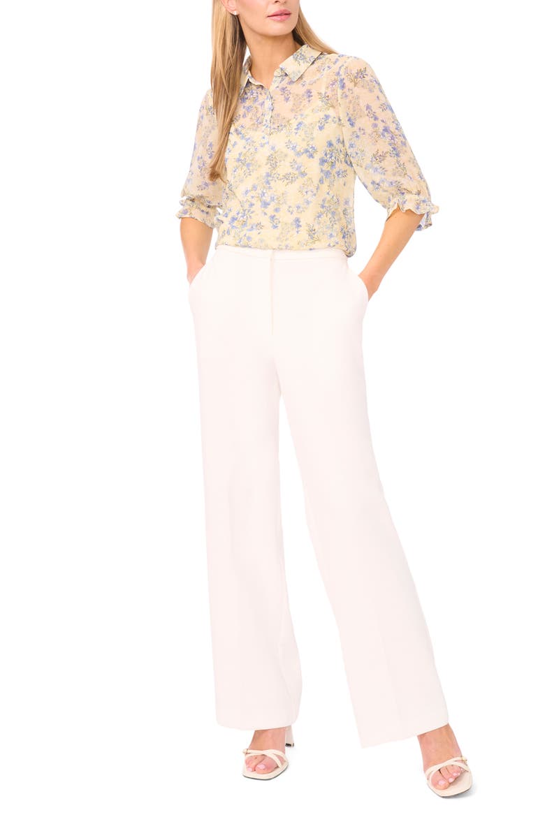 Floral Print Woven Shirt, Alternate, color, PASTEL YELLOW