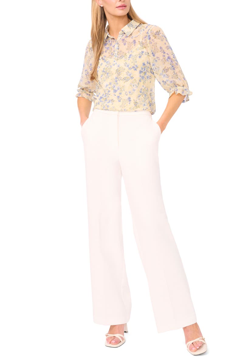 Halogen<sup>®</sup> Floral Print Woven Shirt, Alternate, color, Pastel Yellow