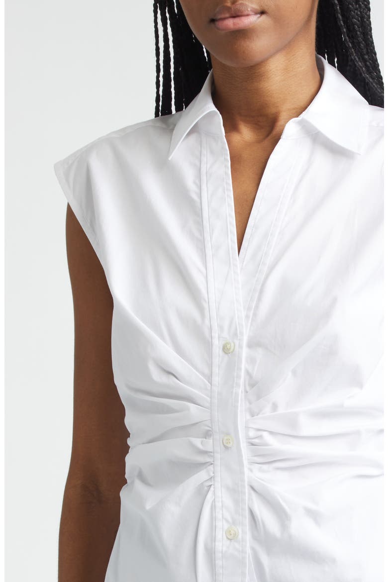 Devra Ruched Button-Up Shirt, Alternate, color, WHITE