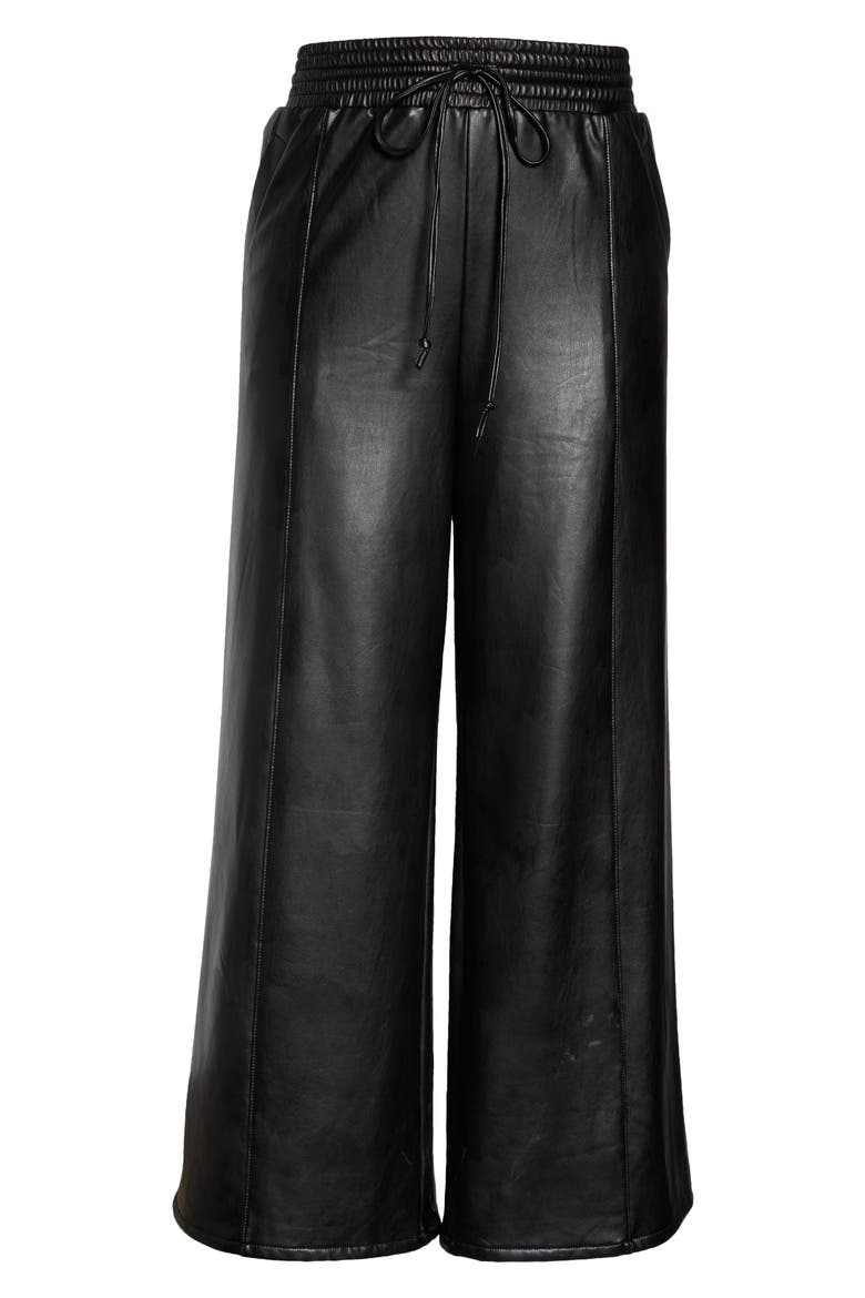 Faux Leather Wide Leg Pants, Alternate, color, BLACK