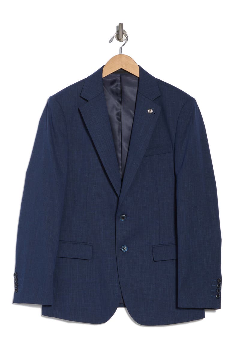 Slim Fit Sharkskin Blazer, Alternate, color, NAVY