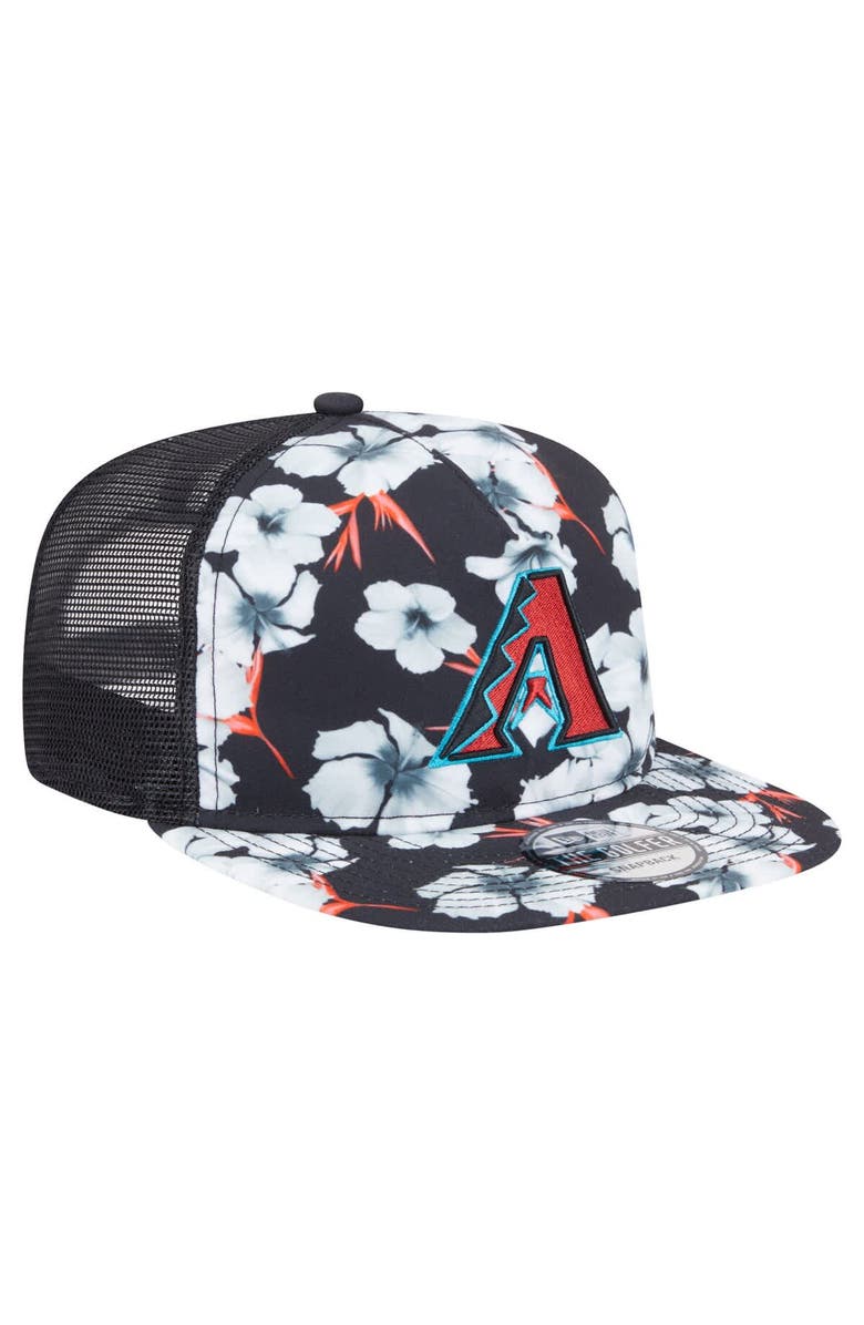 New Era Men's New Era Black Arizona Diamondbacks Adventure Pattern Golfer Trucker Snapback Hat, Alternate, color,
