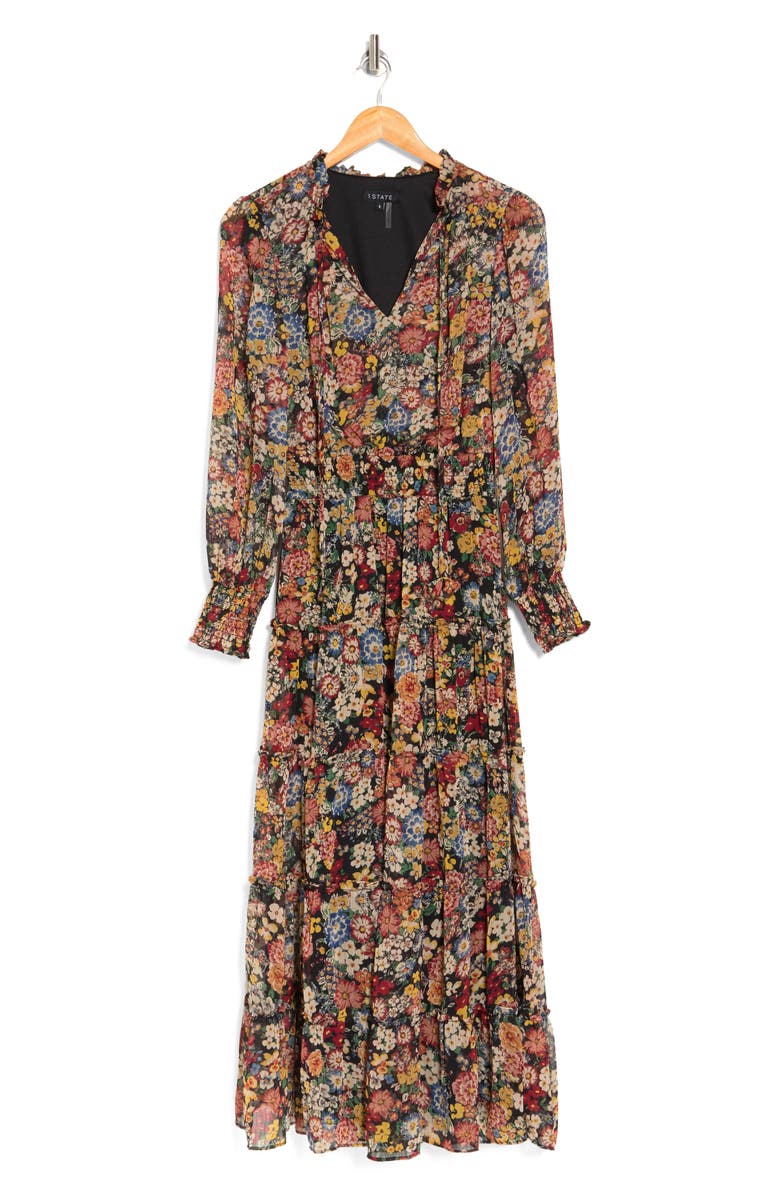 1.STATE Smocked Long Sleeve Maxi Dress, Alternate, color, 