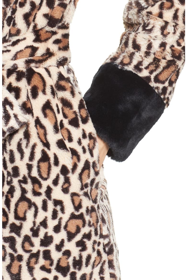 Glamour Short Robe, Alternate, color, NATURAL LEOPARD