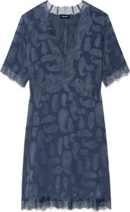 Zadig & Voltaire Redoxa Paisley Jacquard Silk Satin Minidress