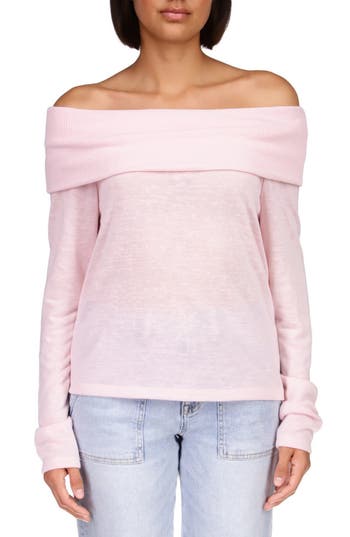 Sanctuary Off The Shoulder Sweater In Wahed Pink