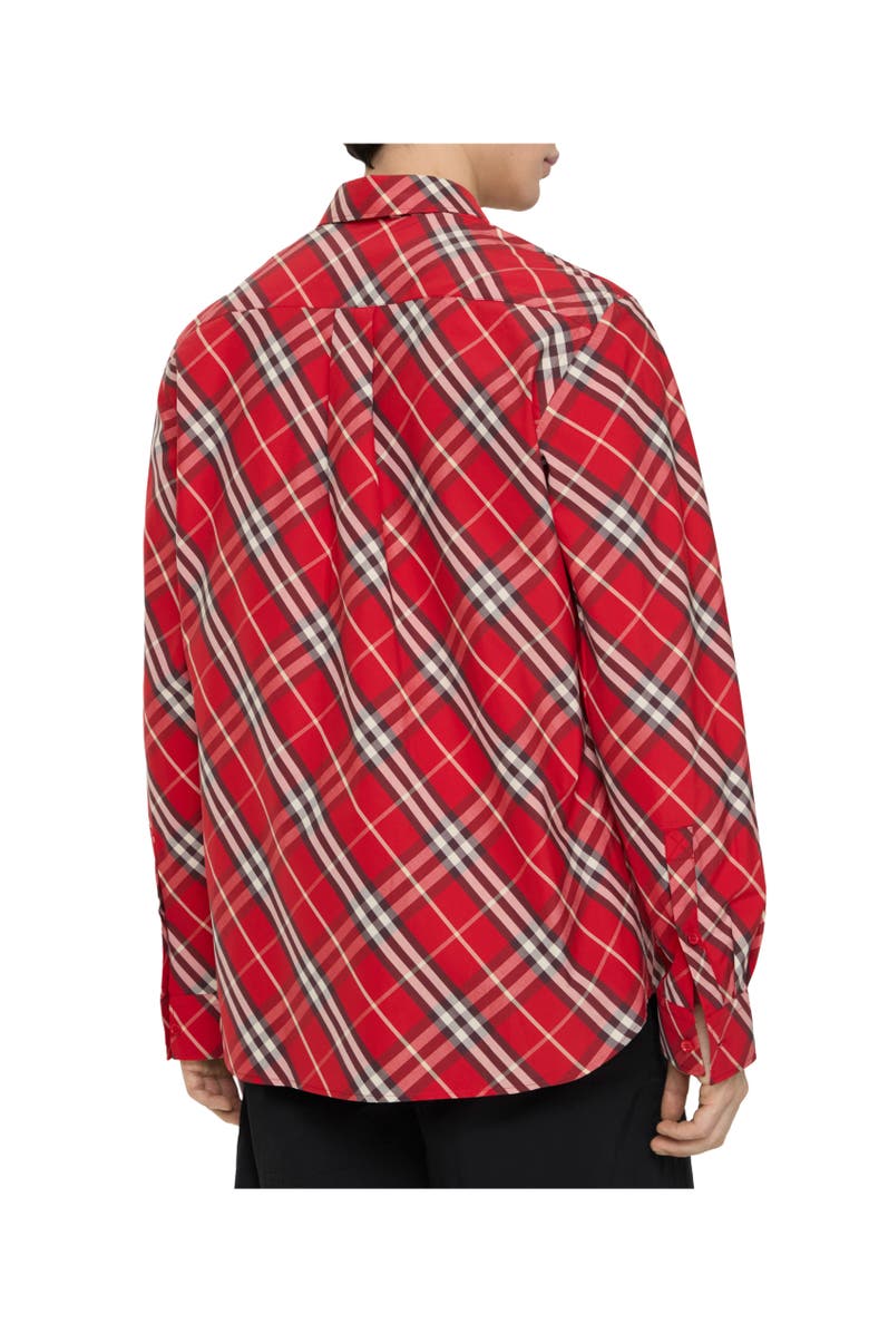 Burberry Relaxed Fit Check Cotton Shirt, Alternate, color, Crayon Red