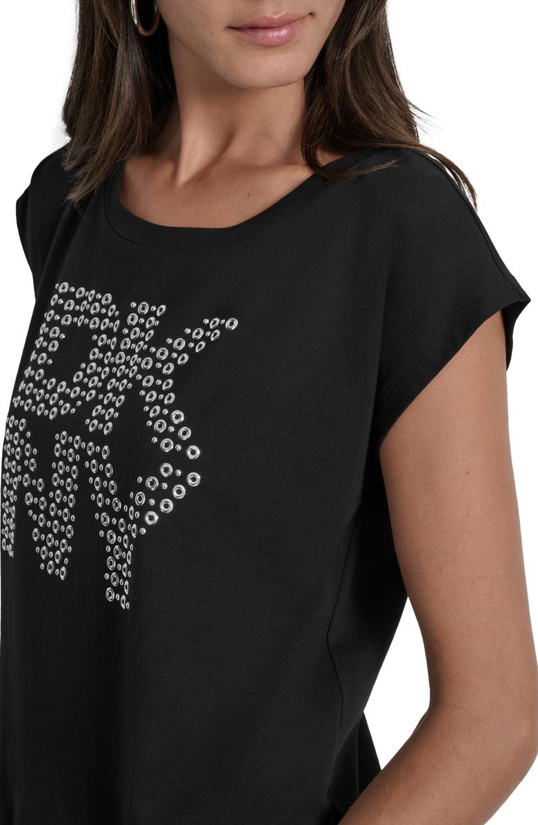 DKNY Grommet Logo T-Shirt, Alternate, color, Black