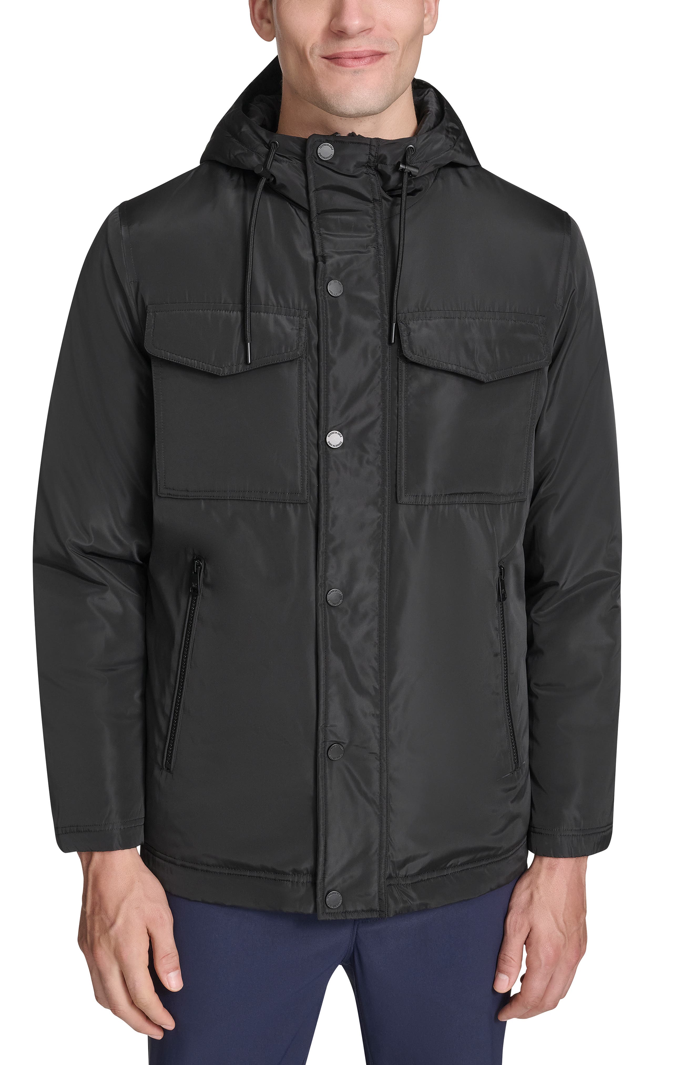 Kenneth Cole New York Hooded Utility Pocket Jacket
