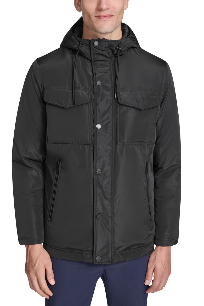Hooded Utility Pocket Jacket, Main, color, BLACK