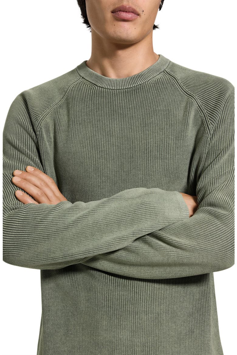 Washed Crewneck in Cotton Sweater, Alternate, color, WASHED LIGHT IVY