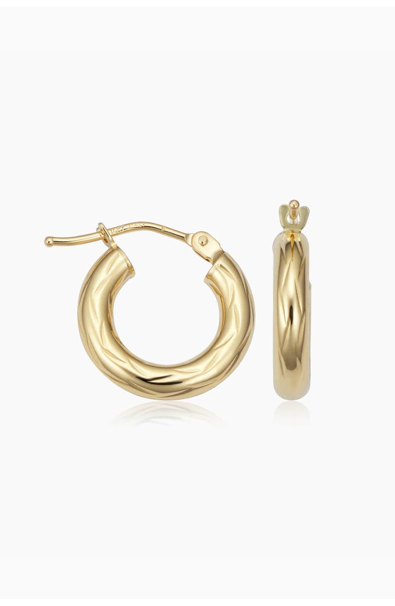Oradina 14K Yellow Gold Day and Night Mini Hoops, Main, color, Yellow Gold