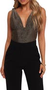 Petal & Pup Savannah Plunge Neck Shimmer Bodysuit