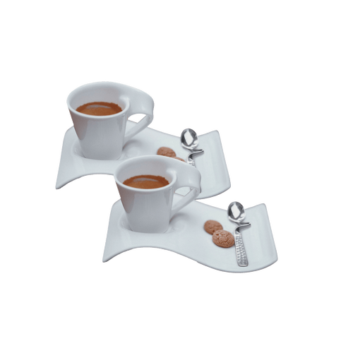 Villeroy & Boch Newwave Caffè 6 Piece Espresso Set For 2 In White
