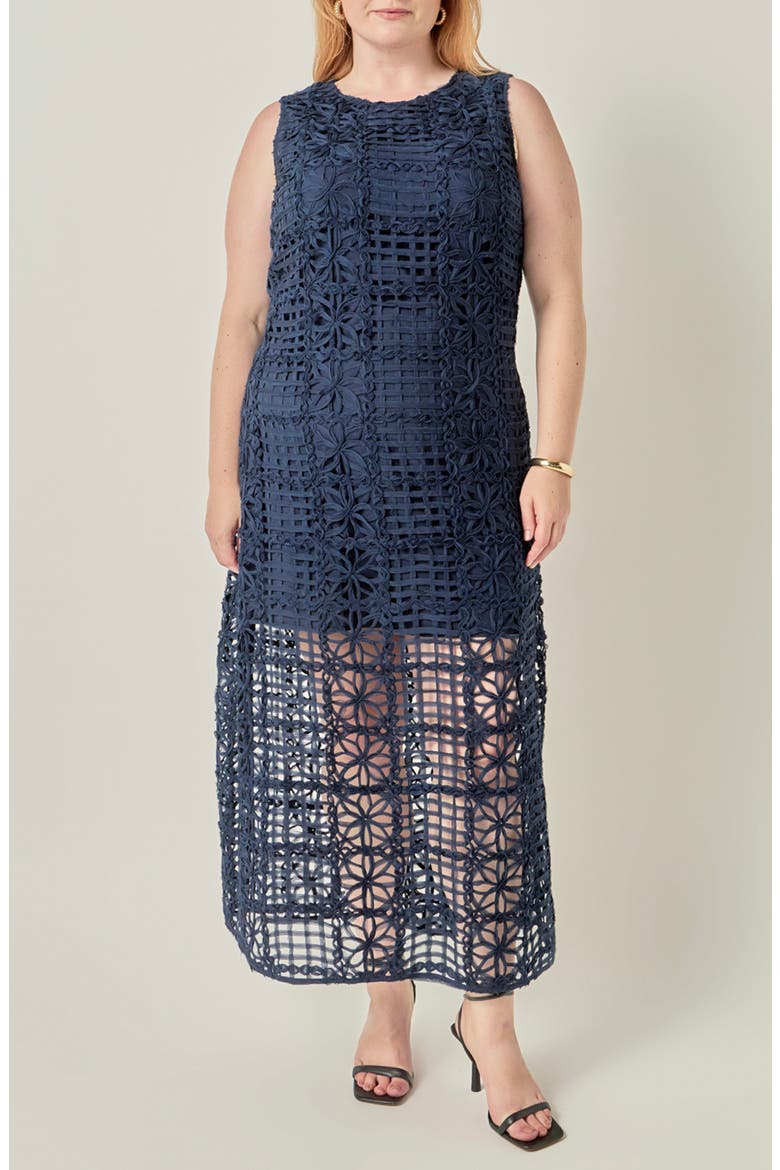 Textured Sleeveless Maxi Dress, Main, color, NAVY