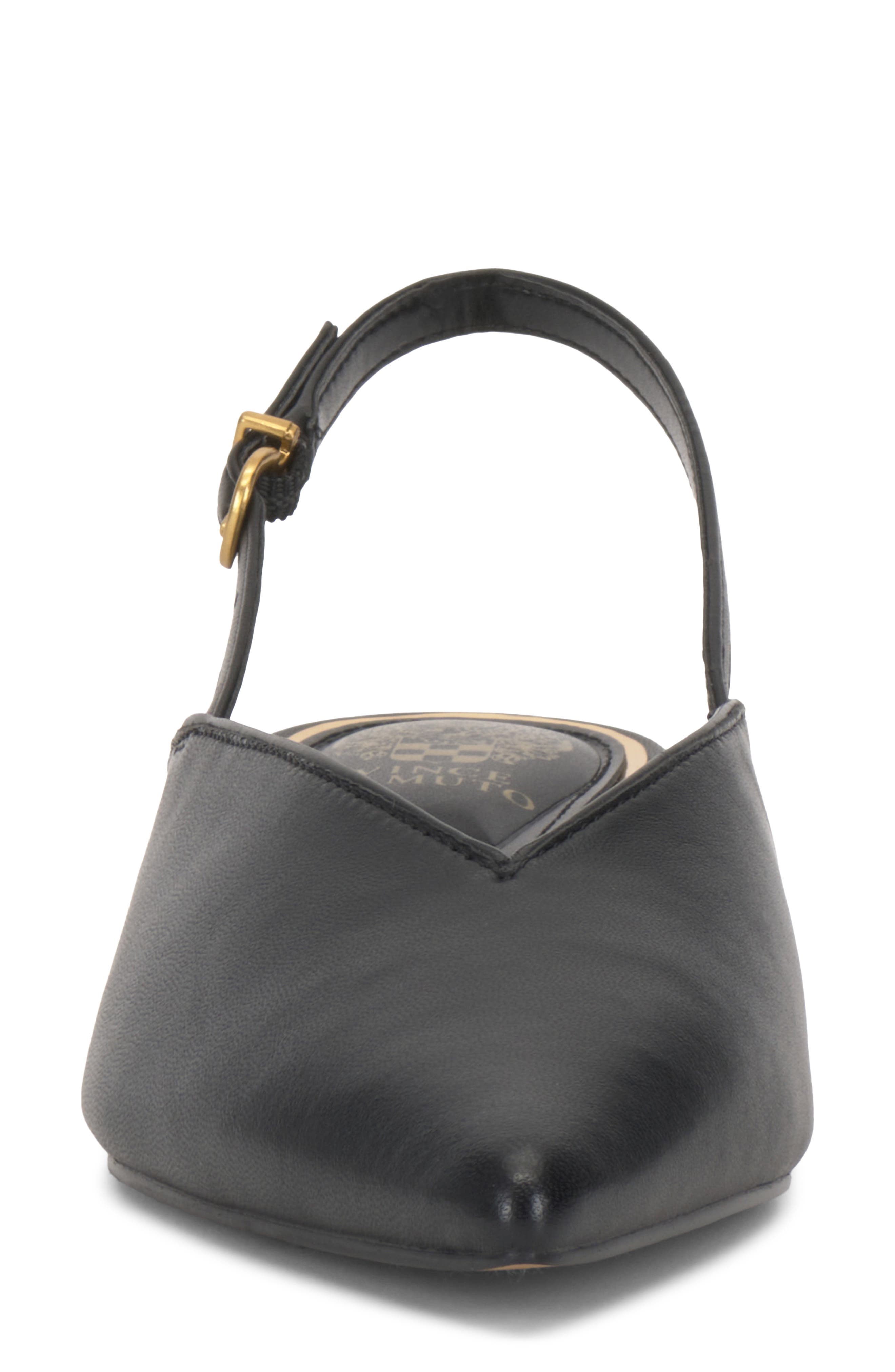 Venba Pointed Toe Slingback Flat, Alternate, color, BLACK LEATHER