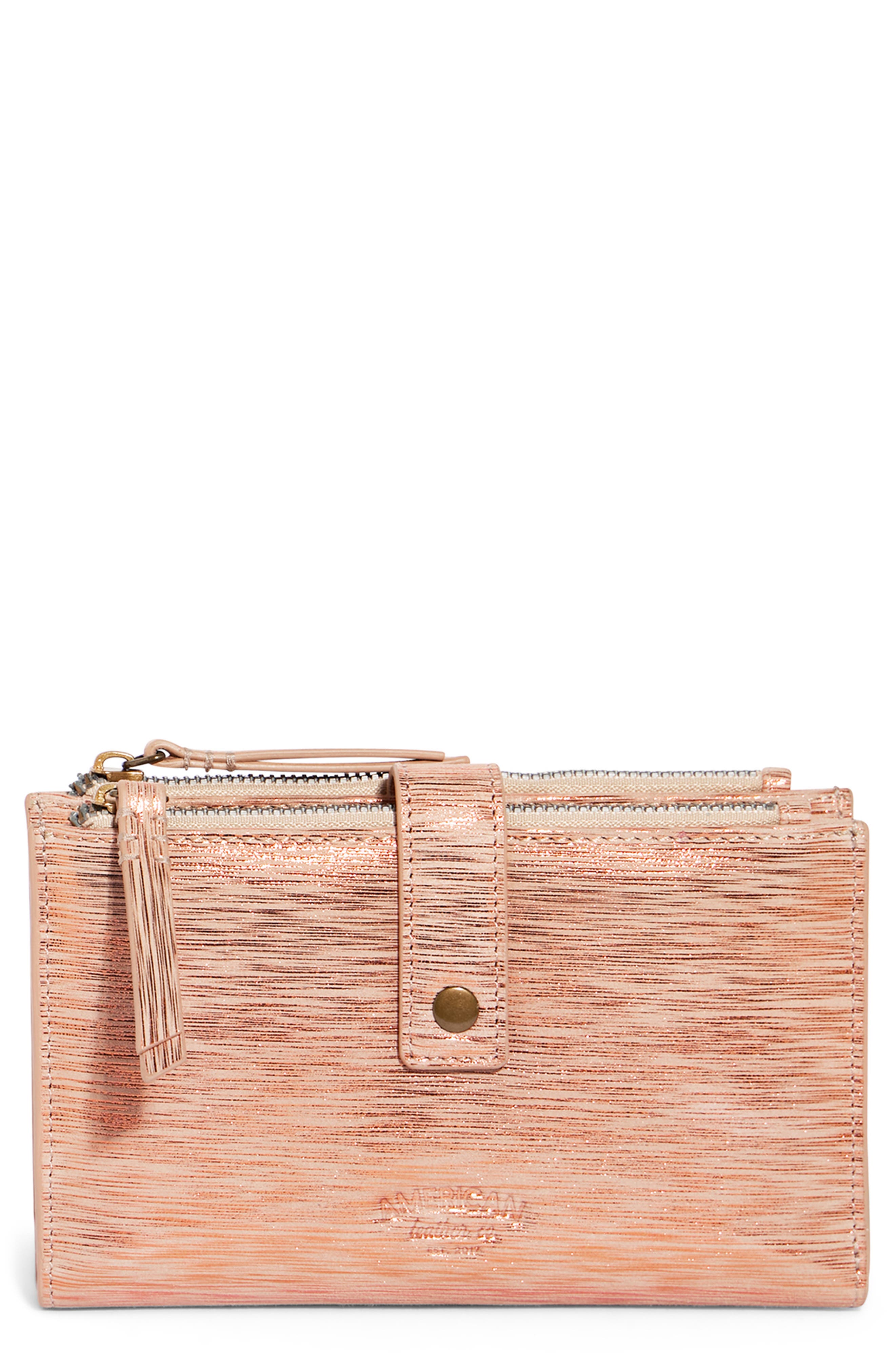 American Leather Co. Taylor Leather Wallet In Rosegold Waterfall