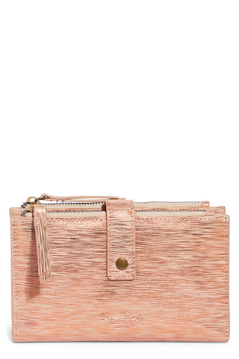 Taylor Leather Wallet, Main, color, ROSEGOLD WATERFALL