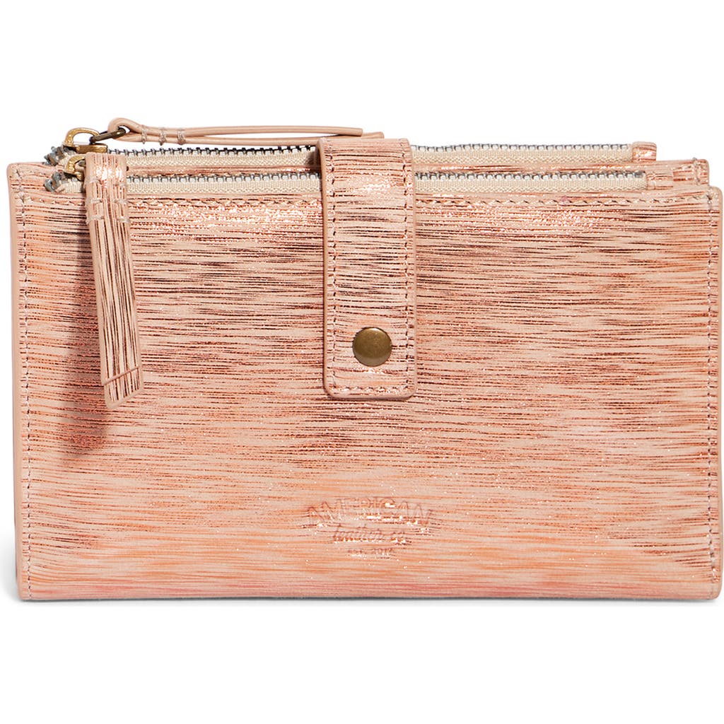 American Leather Co. Taylor Leather Wallet In Rosegold Waterfall