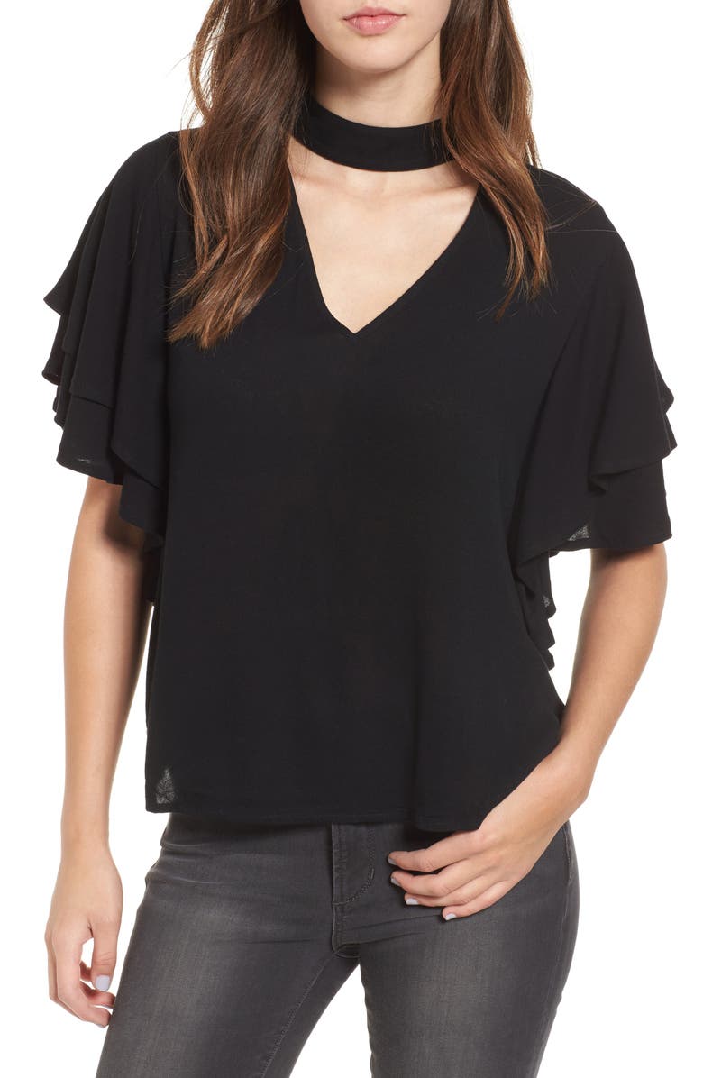 Leith Choker Ruffle Sleeve Top, Main, color, 