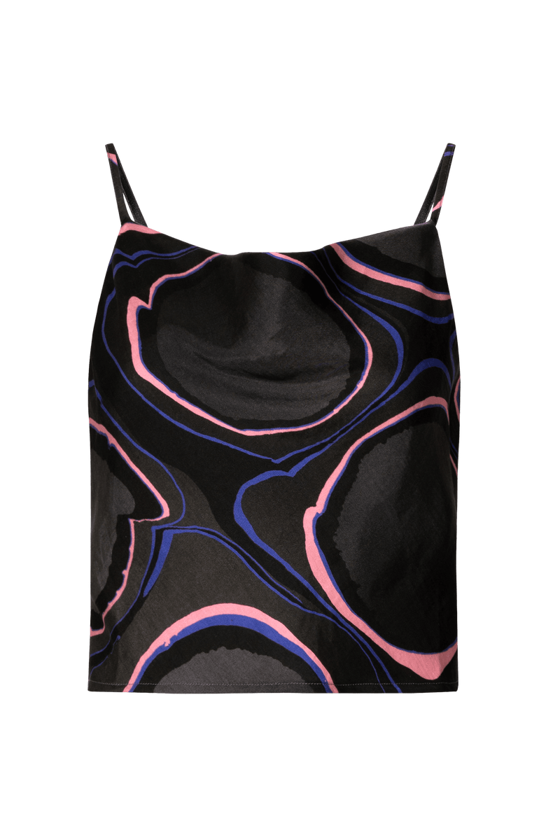 Untitled in Motion Amman Cowl-Neck Silky Crop Tank, Main, color, Obsidian