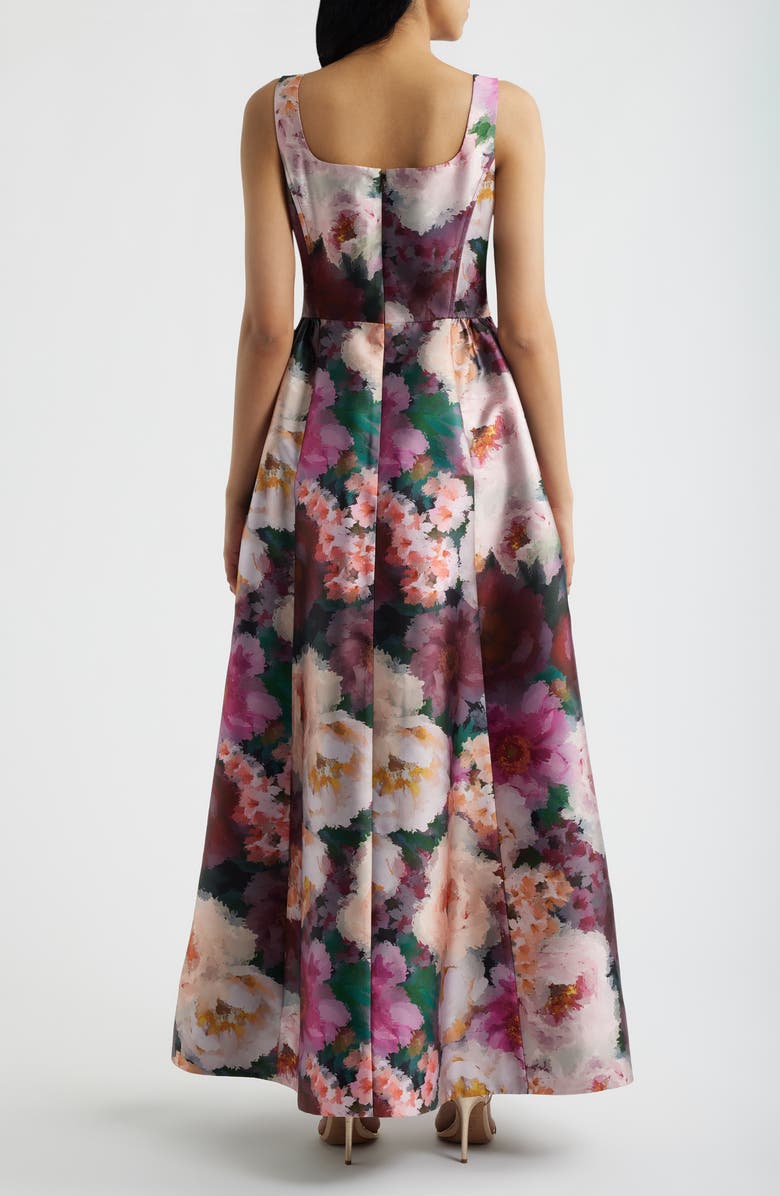 Julia Jordan Floral Print Mikado Gown, Alternate, color, Pink/ Wine Multi