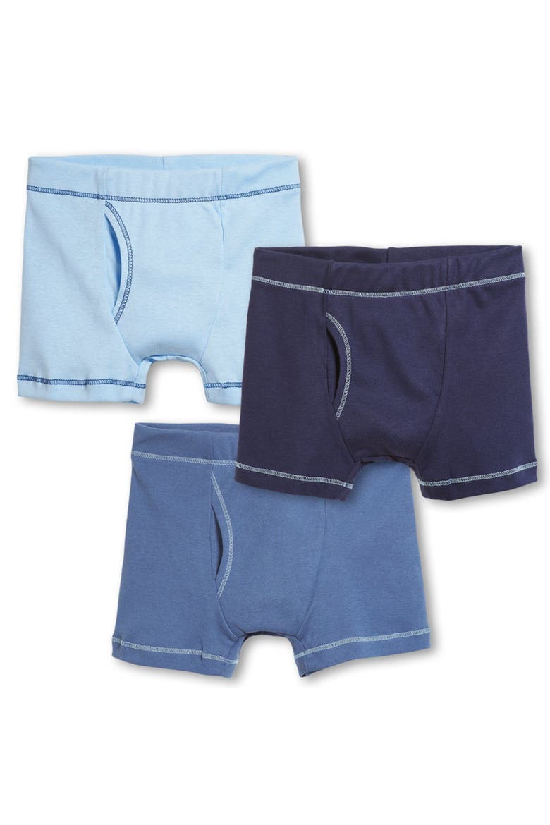 Baby Boys Soft 100% Cotton Boxer Briefs 3-Pack, Main, color, Light Blue/Dark Blue/Blue