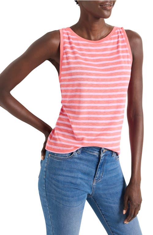 Nzt By Nic+zoe Striped Boat Neck Tank Top In Pink Multi