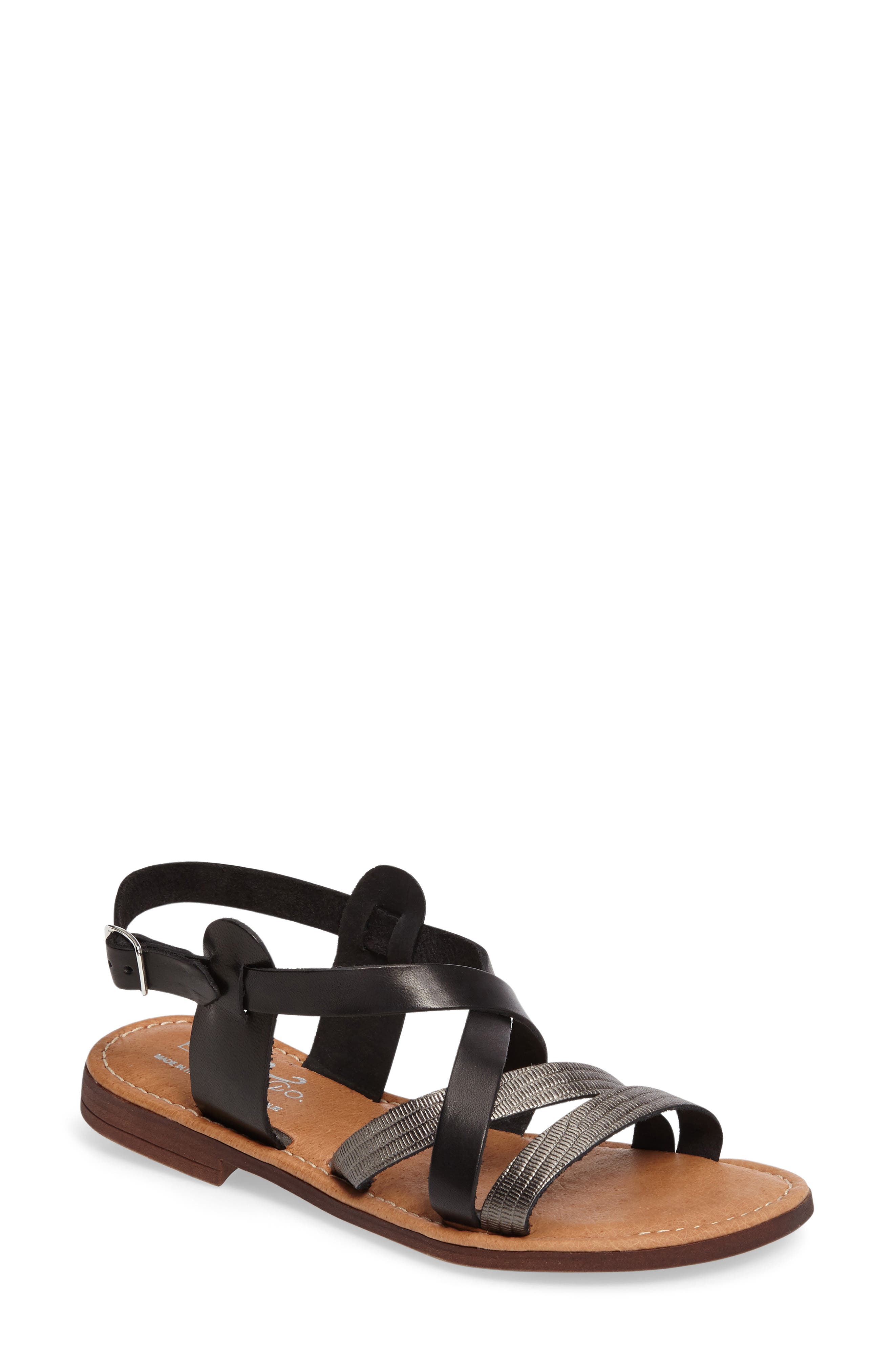 Ionna Sandal, Main, color, BLACK/ PEWTER LEATHER