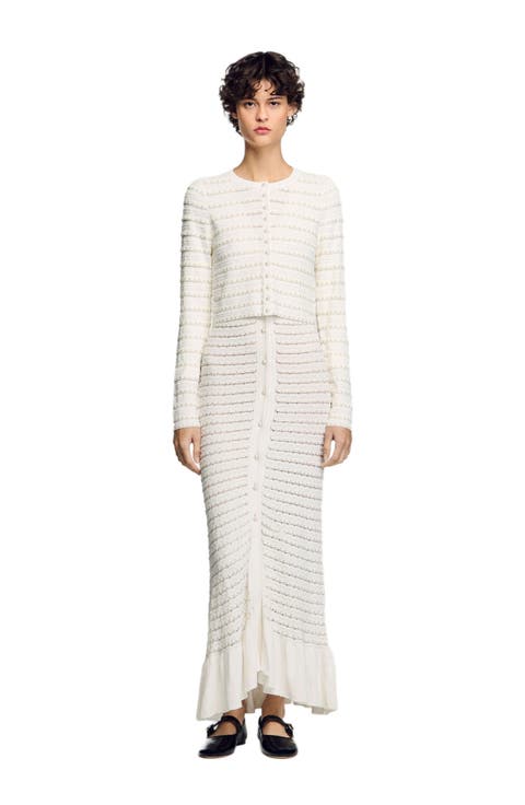 Cropped cardigan with pearl buttons