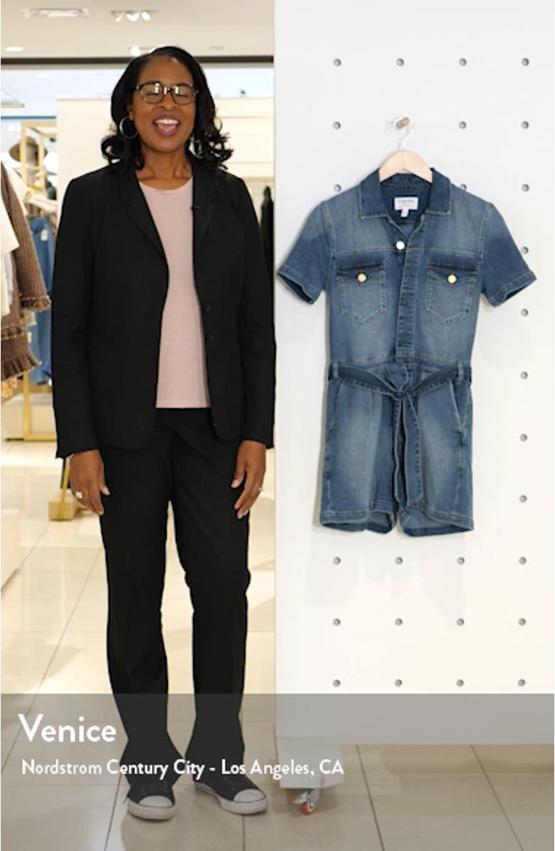 Pleated Denim Romper, sales video thumbnail