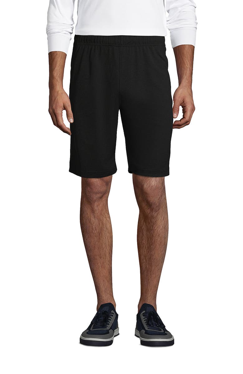 Lands' End School Uniform Mesh Gym Shorts, Main, color, Black