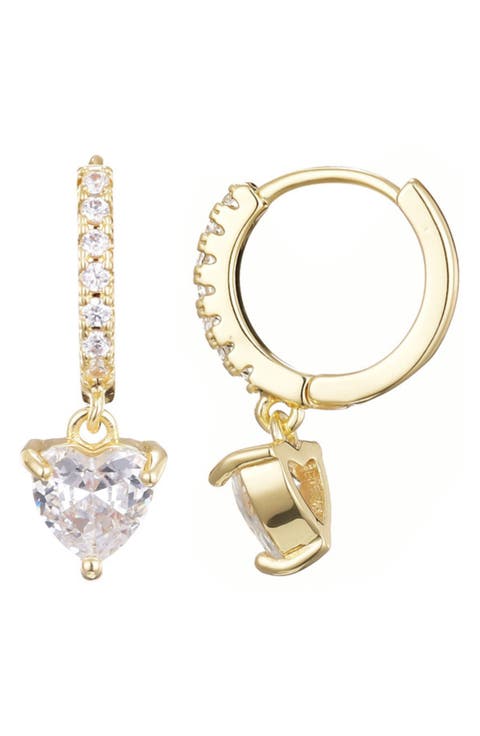Heart Shape CZ Drop Earrings