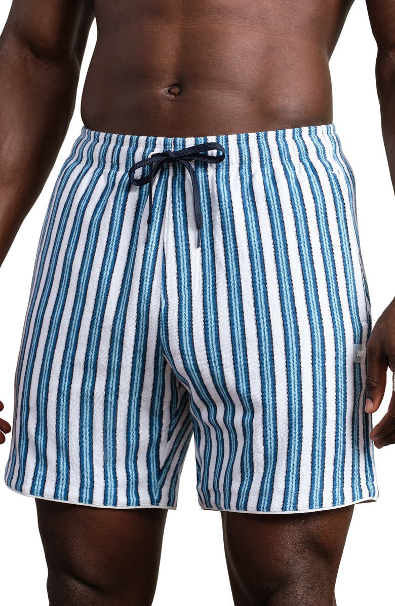 Rhone Seaside Terry Shorts, Main, color, Ash Blue Vintage Stripe