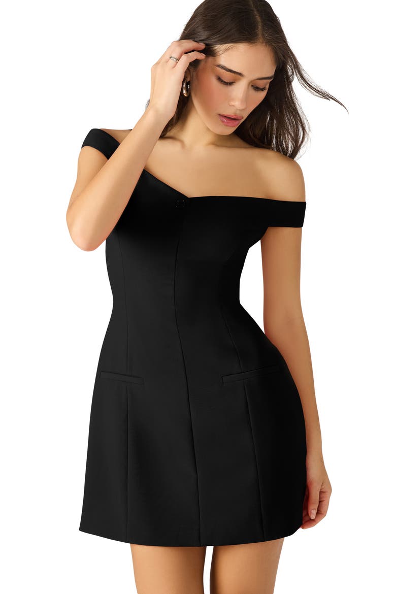 Yana Off the Shoulder Minidress, Alternate, color, BLACK