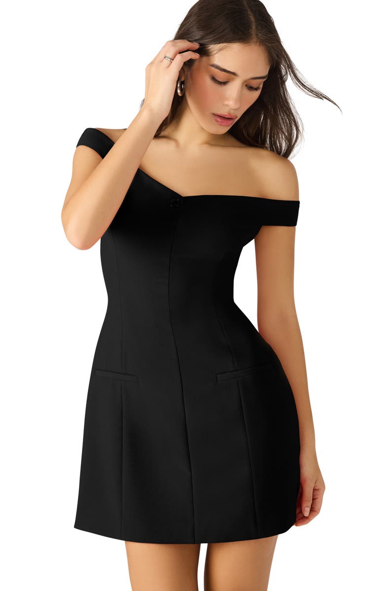 Steve Madden Yana Off the Shoulder Minidress, Alternate, color, Black