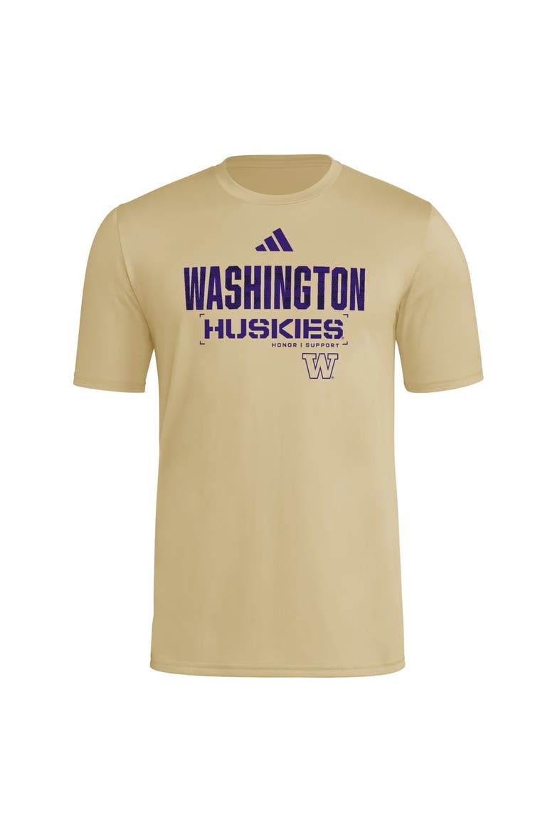 Men's adidas  Natural Washington Huskies 2025 Military Appreciation Pre-Game AEROREADY T-Shirt, Alternate, color, Natural