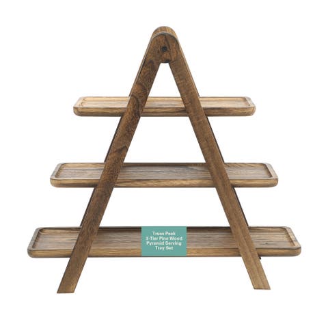 Truss Peak 4-Piece Acacia Wood Cupcake Display Stand Set